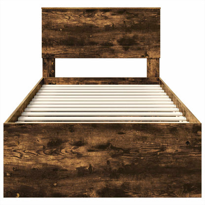 Bed Frame with Headboard Smoked Oak 75 x 190 cm Engineered wood