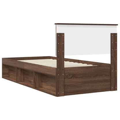 Bed Frame with Headboard Brown Oak 75 x 190 cm Engineered wood