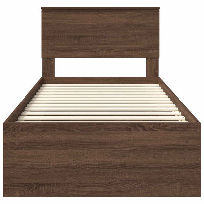 Bed Frame with Headboard Brown Oak 75 x 190 cm Engineered wood