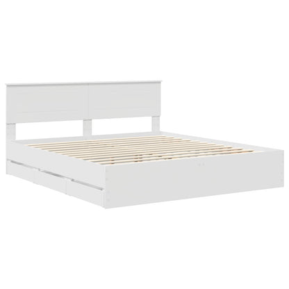 Bed Frame with Drawer White 200 x 200 cm Engineer Wood