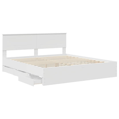 Bed Frame with Drawer White 200 x 200 cm Engineer Wood
