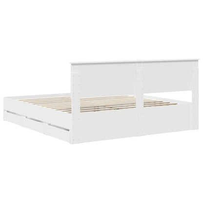 Bed Frame with Drawer White 200 x 200 cm Engineer Wood