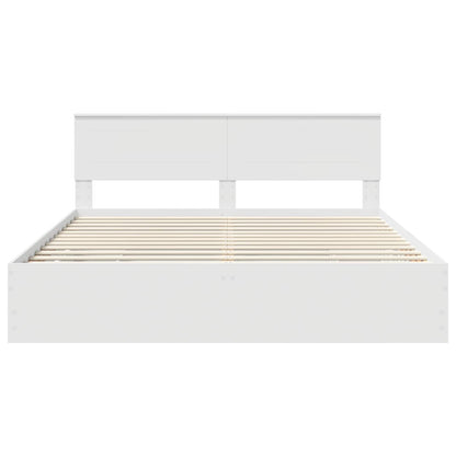 Bed Frame with Drawer White 200 x 200 cm Engineer Wood