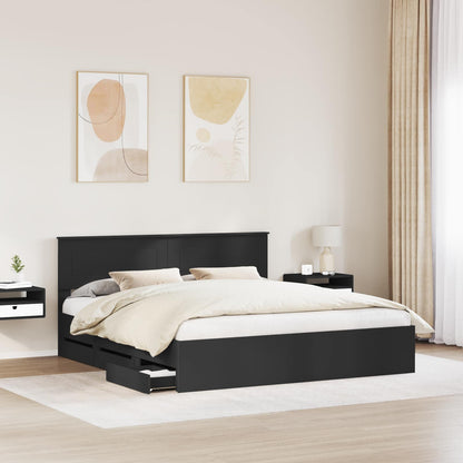 Bed Frame with Drawer Black 200 x 200 cm Engineer Wood