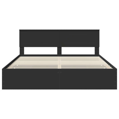 Bed Frame with Drawer Black 200 x 200 cm Engineer Wood