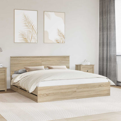 Bed Frame with Drawer Sonoma Oak 200 x 200 cm Engineer Wood