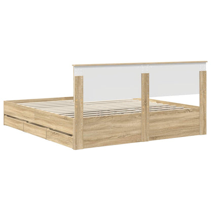 Bed Frame with Drawer Sonoma Oak 200 x 200 cm Engineer Wood