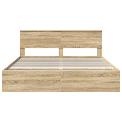 Bed Frame with Drawer Sonoma Oak 200 x 200 cm Engineer Wood