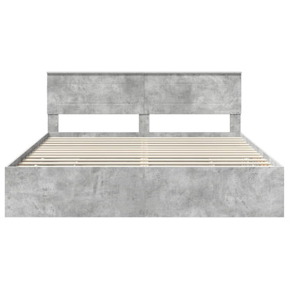 Bed Frame with Drawer Concrete Grey 200 x 200 cm Engineer Wood