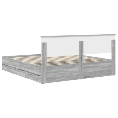 Bed Frame with Drawer Grey Sonoma 200 x 200 cm Engineer Wood