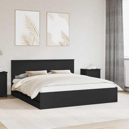 Bed Frame with Drawer Black 180 x 200 cm Engineer Wood