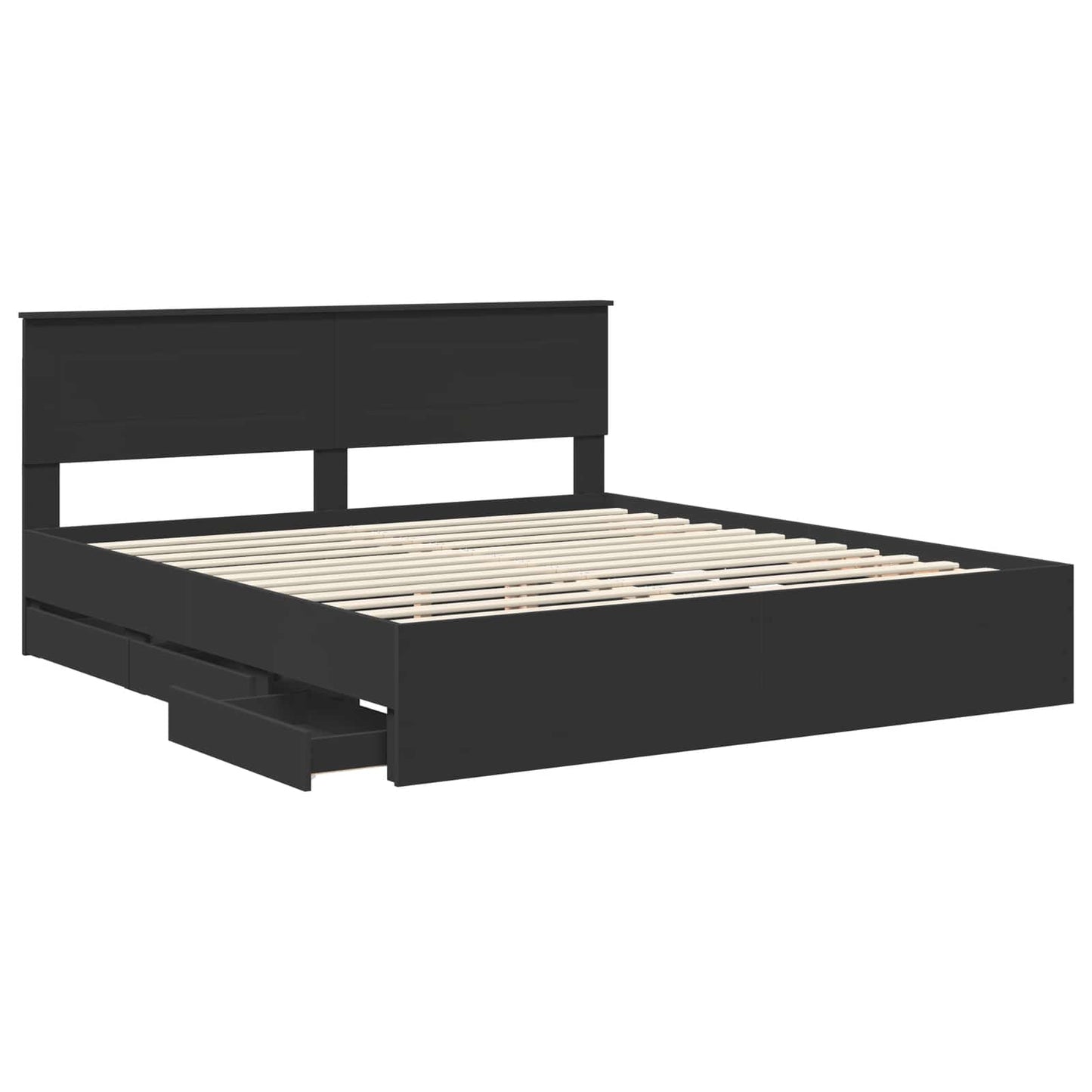 Bed Frame with Drawer Black 180 x 200 cm Engineer Wood