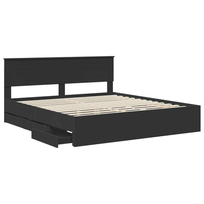 Bed Frame with Drawer Black 180 x 200 cm Engineer Wood