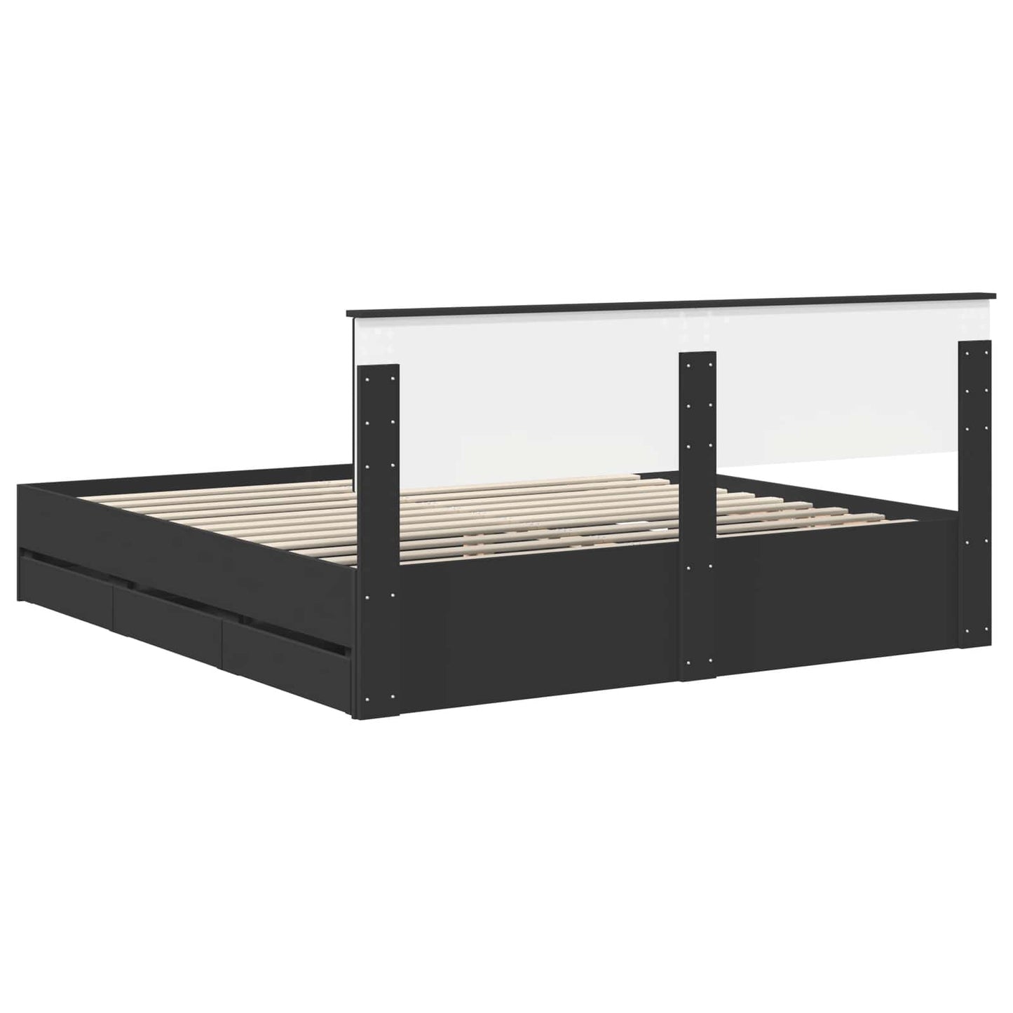 Bed Frame with Drawer Black 180 x 200 cm Engineer Wood