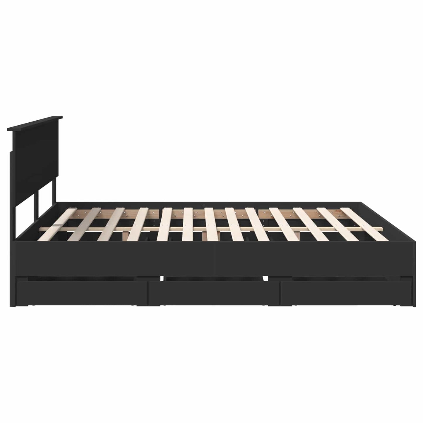 Bed Frame with Drawer Black 180 x 200 cm Engineer Wood