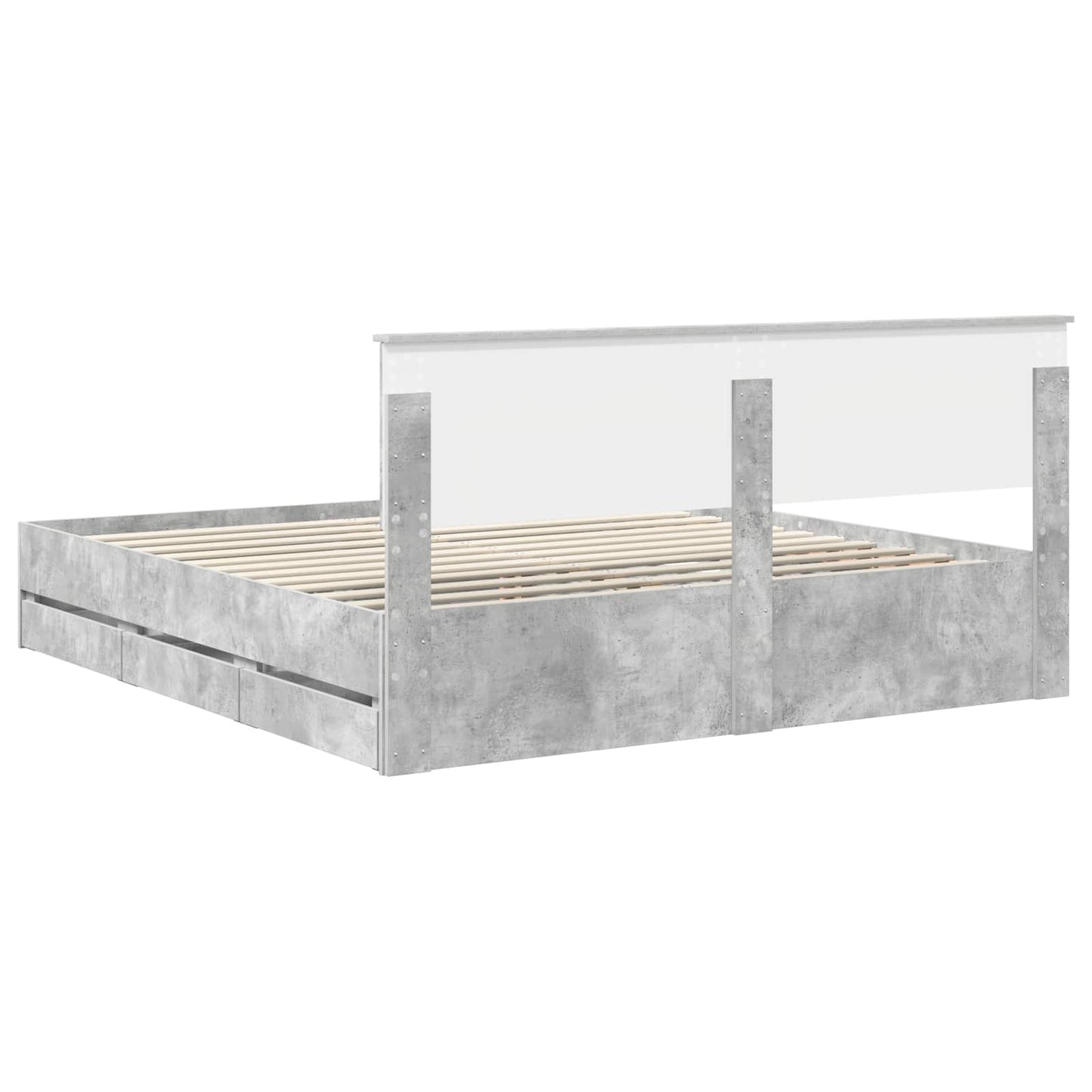 Bed Frame with Drawer Concrete Grey 180 x 200 cm Engineer Wood
