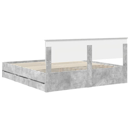 Bed Frame with Drawer Concrete Grey 180 x 200 cm Engineer Wood
