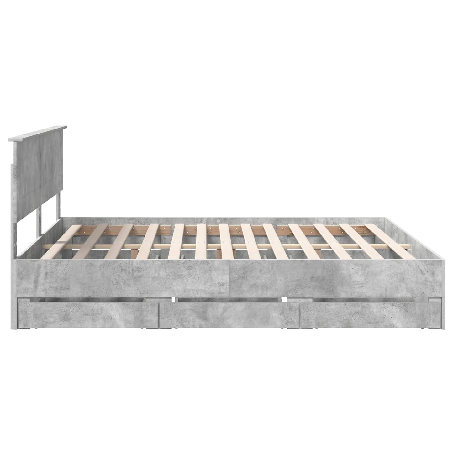 Bed Frame with Drawer Concrete Grey 180 x 200 cm Engineer Wood