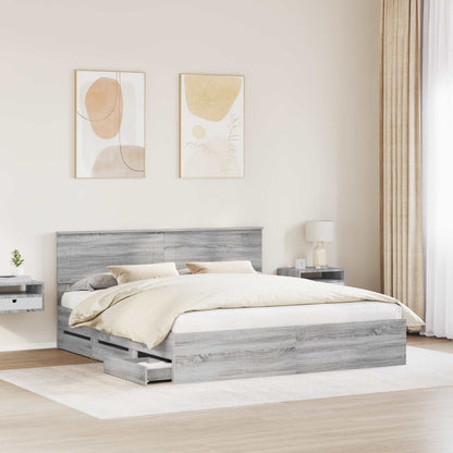Bed Frame with Drawer Grey Sonoma 180 x 200 cm Engineer Wood