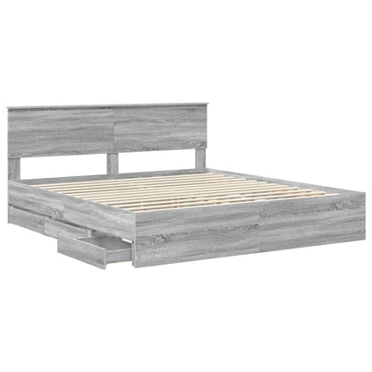 Bed Frame with Drawer Grey Sonoma 180 x 200 cm Engineer Wood