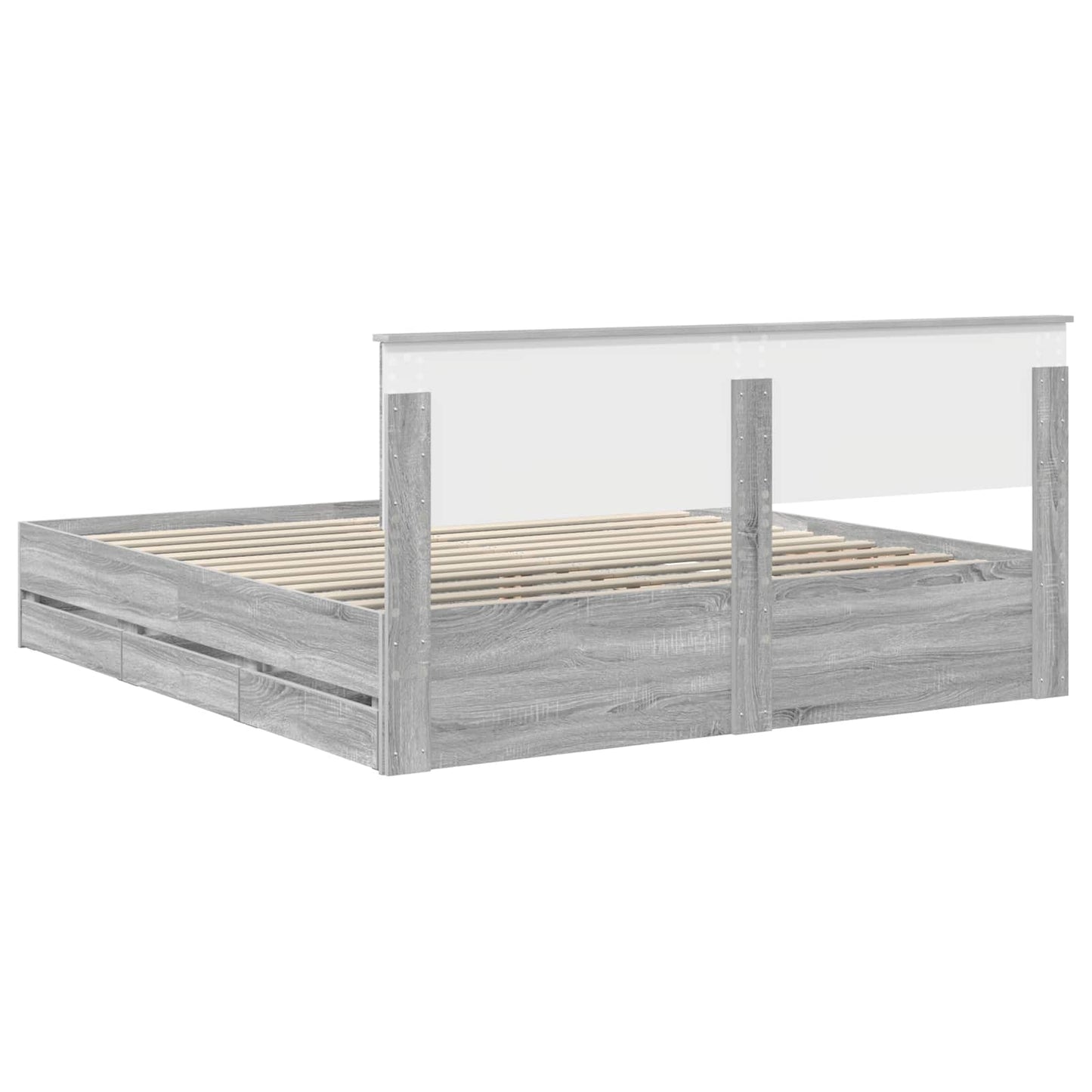 Bed Frame with Drawer Grey Sonoma 180 x 200 cm Engineer Wood