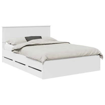 Bed Frame with Drawer White 160 x 200 cm Engineer Wood