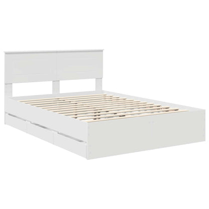 Bed Frame with Drawer White 160 x 200 cm Engineer Wood