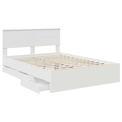 Bed Frame with Drawer White 160 x 200 cm Engineer Wood