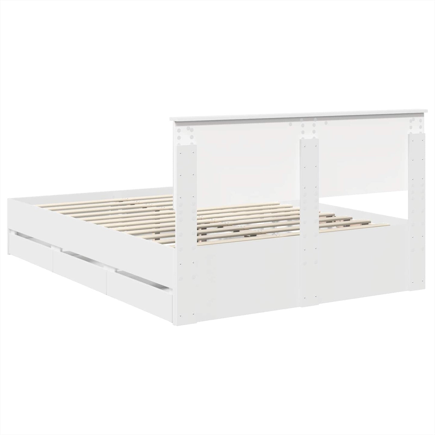 Bed Frame with Drawer White 160 x 200 cm Engineer Wood