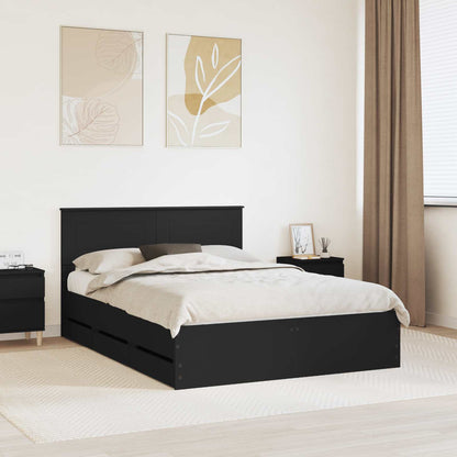 Bed Frame with Drawer Black 160 x 200 cm Engineer Wood