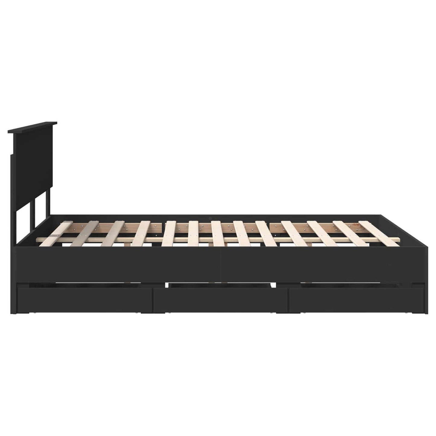 Bed Frame with Drawer Black 160 x 200 cm Engineer Wood