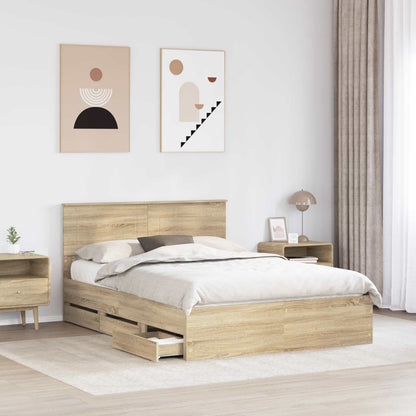 Bed Frame with Drawer Sonoma Oak 160 x 200 cm Engineer Wood