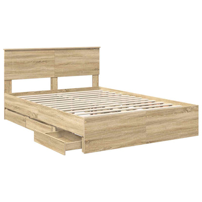 Bed Frame with Drawer Sonoma Oak 160 x 200 cm Engineer Wood