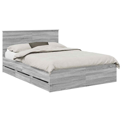 Bed Frame with Drawer Grey Sonoma 160 x 200 cm Engineer Wood