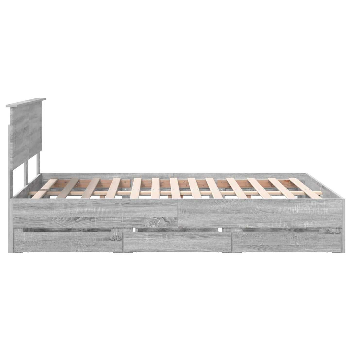 Bed Frame with Drawer Grey Sonoma 160 x 200 cm Engineer Wood