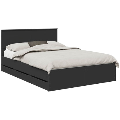Bed Frame with Drawer Black 150 x 200 cm Engineer Wood
