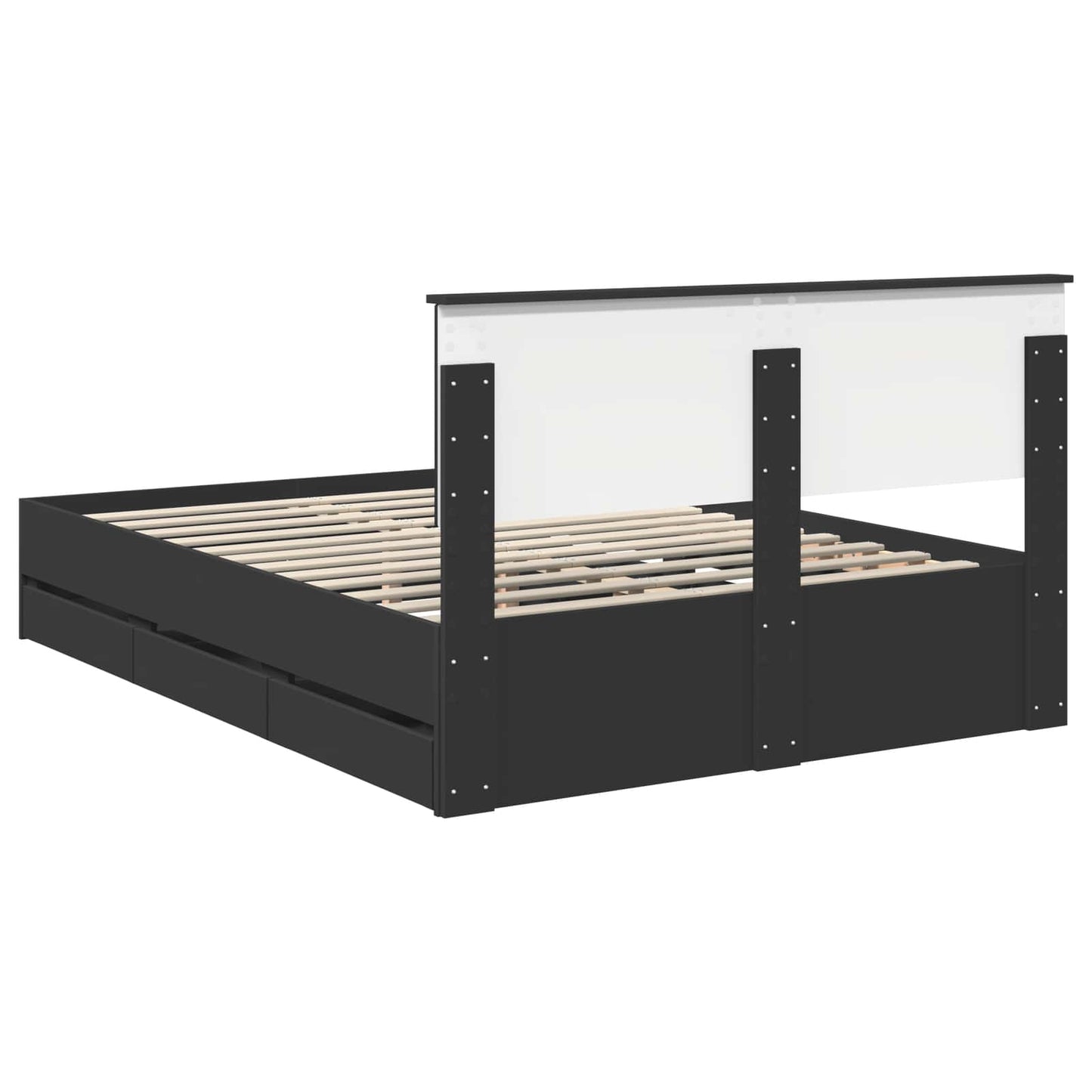 Bed Frame with Drawer Black 150 x 200 cm Engineer Wood