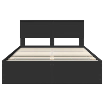 Bed Frame with Drawer Black 150 x 200 cm Engineer Wood