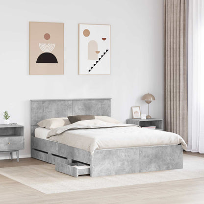 Bed Frame with Drawer Concrete Grey 150 x 200 cm Engineer Wood