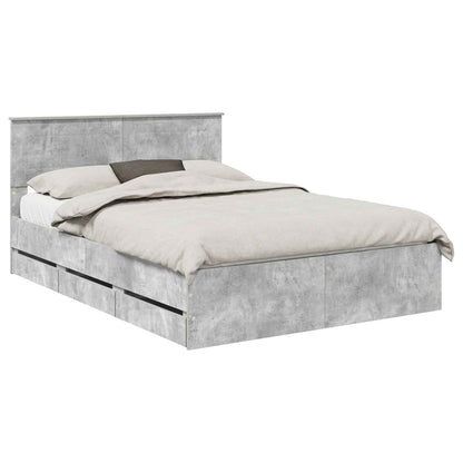 Bed Frame with Drawer Concrete Grey 150 x 200 cm Engineer Wood