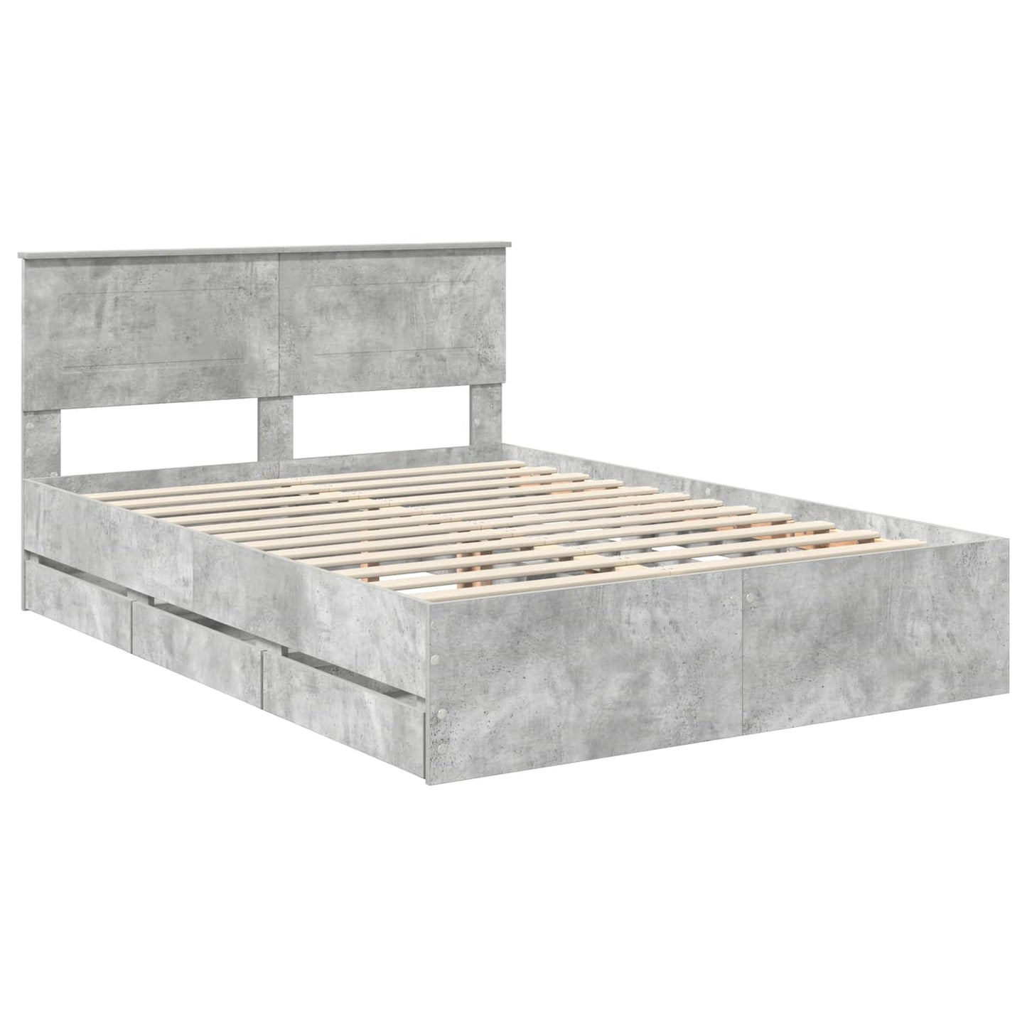 Bed Frame with Drawer Concrete Grey 150 x 200 cm Engineer Wood