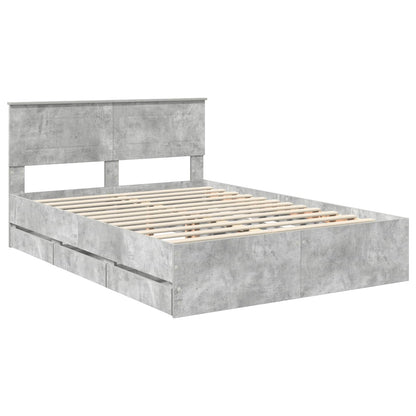 Bed Frame with Drawer Concrete Grey 150 x 200 cm Engineer Wood