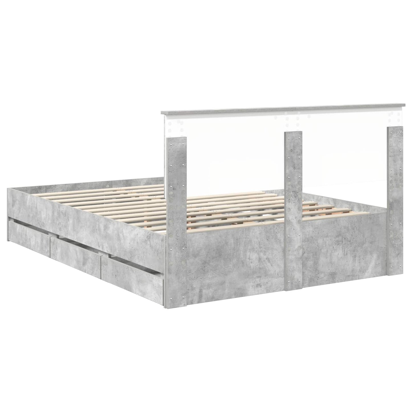 Bed Frame with Drawer Concrete Grey 150 x 200 cm Engineer Wood