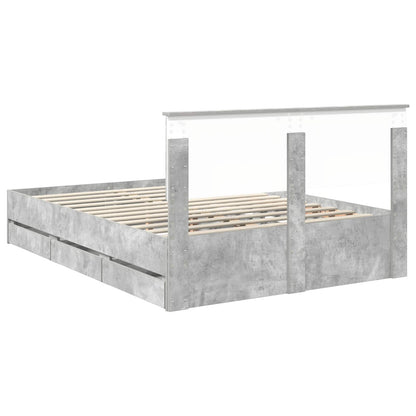 Bed Frame with Drawer Concrete Grey 150 x 200 cm Engineer Wood