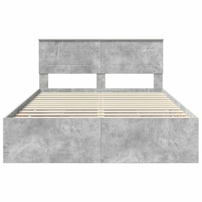 Bed Frame with Drawer Concrete Grey 150 x 200 cm Engineer Wood