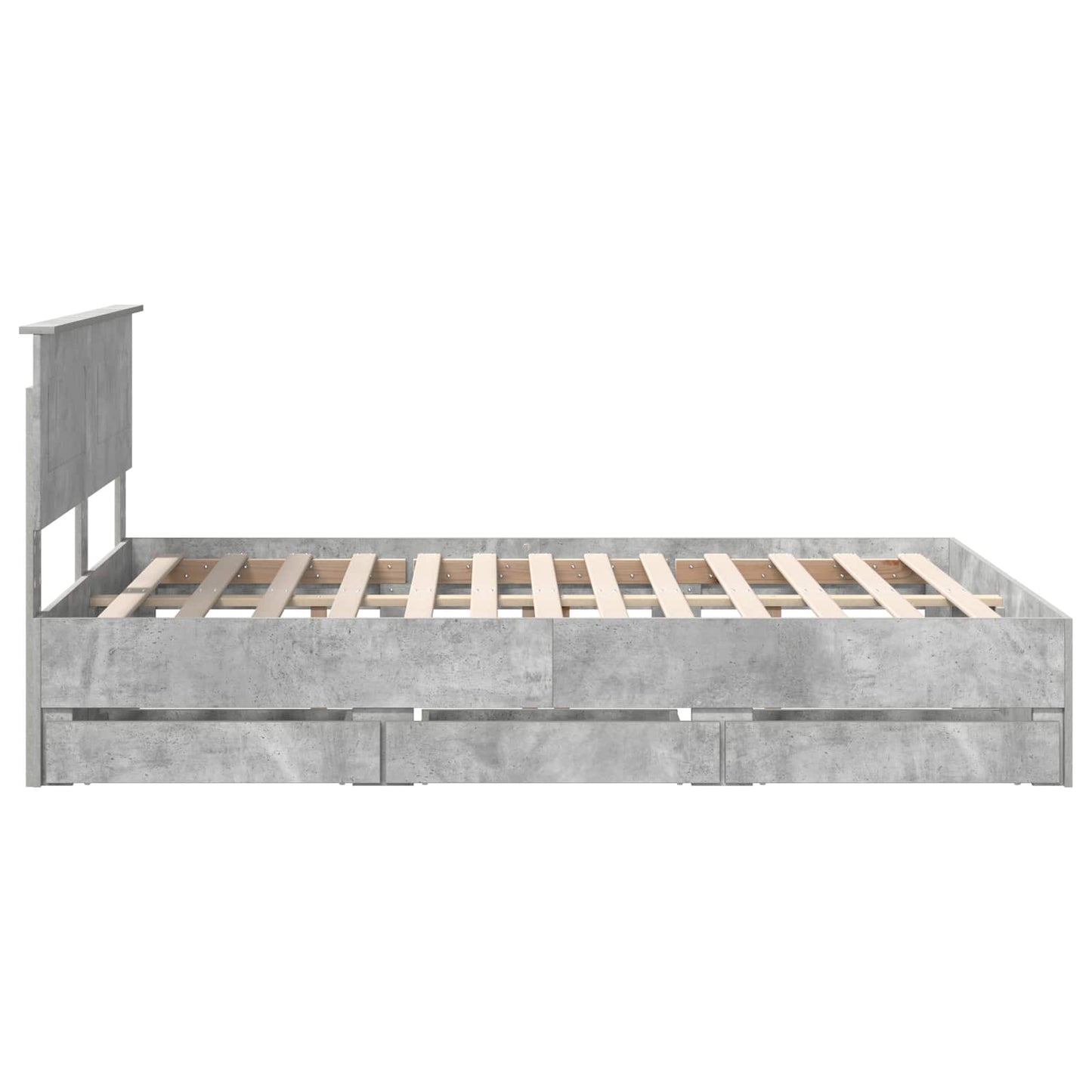 Bed Frame with Drawer Concrete Grey 150 x 200 cm Engineer Wood