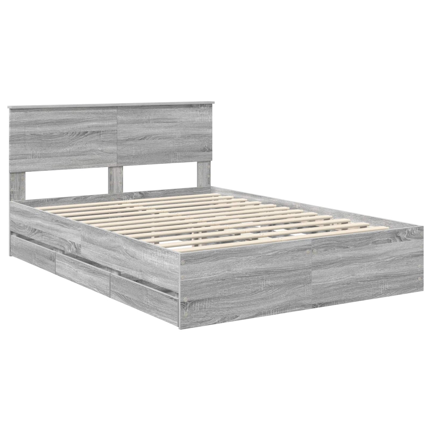 Bed Frame with Drawer Grey Sonoma 150 x 200 cm Engineer Wood