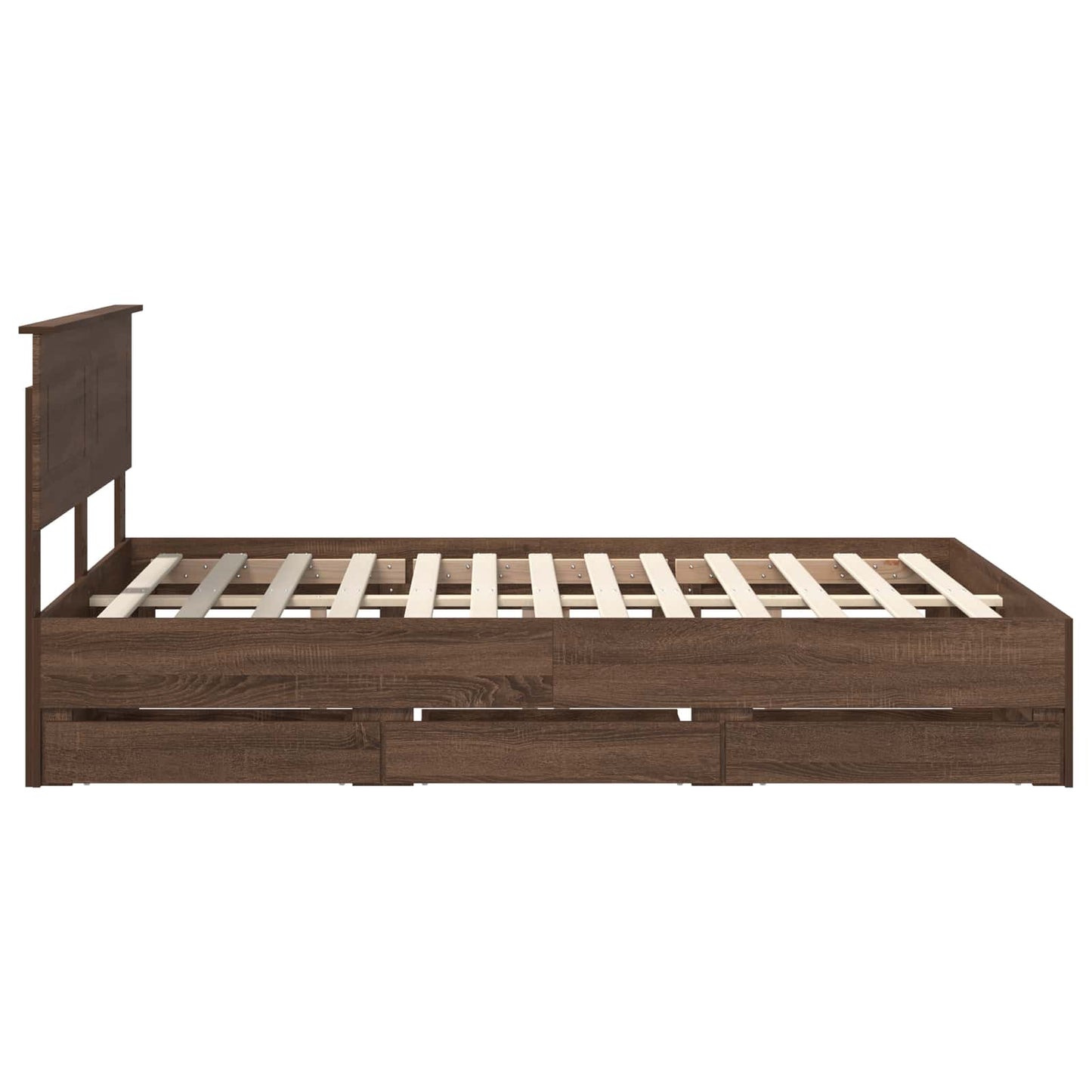 Bed Frame with Drawer Brown Oak 150 x 200 cm Engineer Wood
