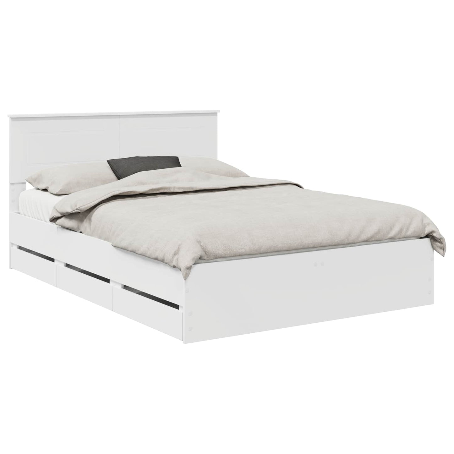 Bed Frame with Drawer White 140 x 190 cm Engineer Wood