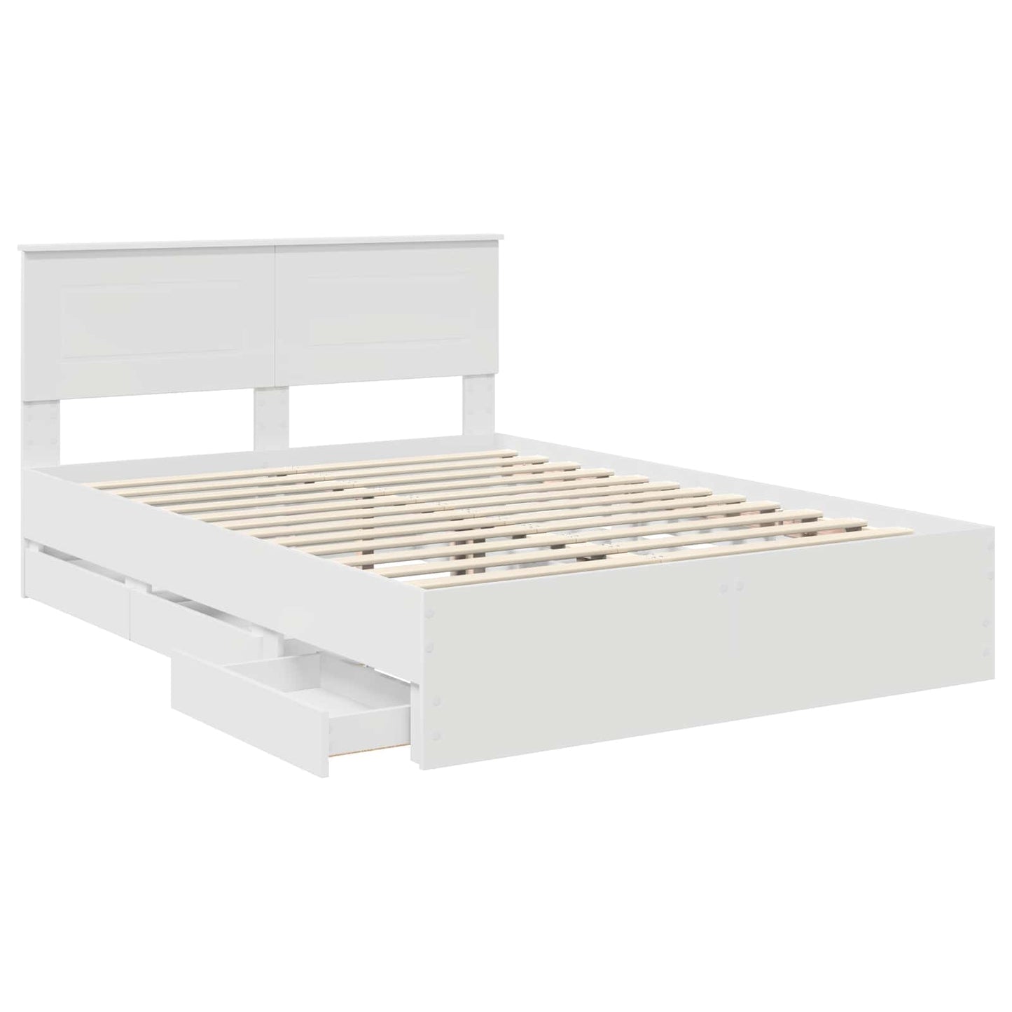 Bed Frame with Drawer White 140 x 190 cm Engineer Wood
